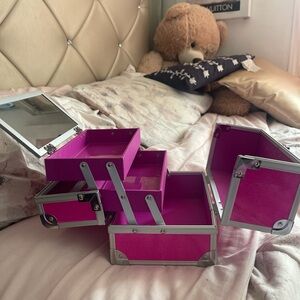 Hot pink cosmetic organizer box Never used